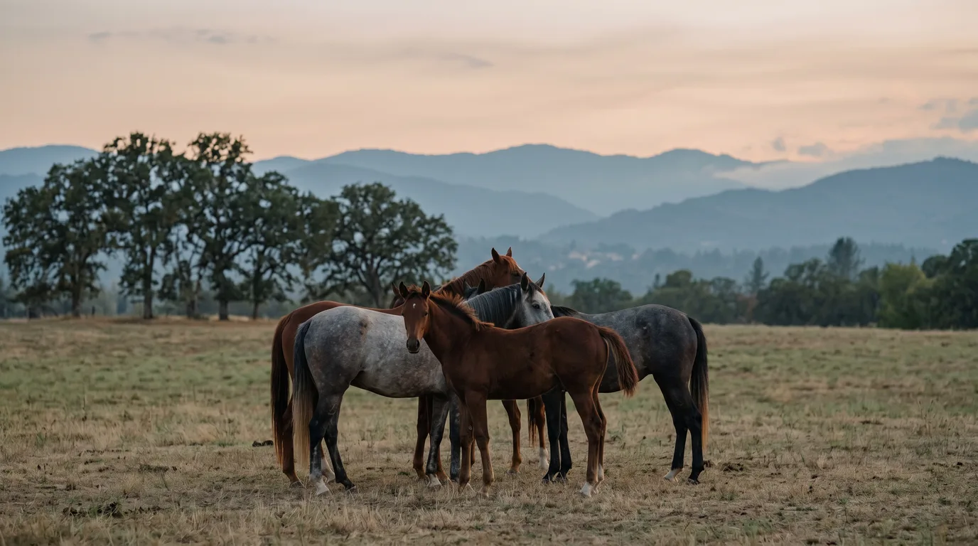 Chevaux en liberté, Domaine de Chabelle, Isère